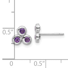 Sterling Silver Rhodium-plated Amethyst Post Earrings