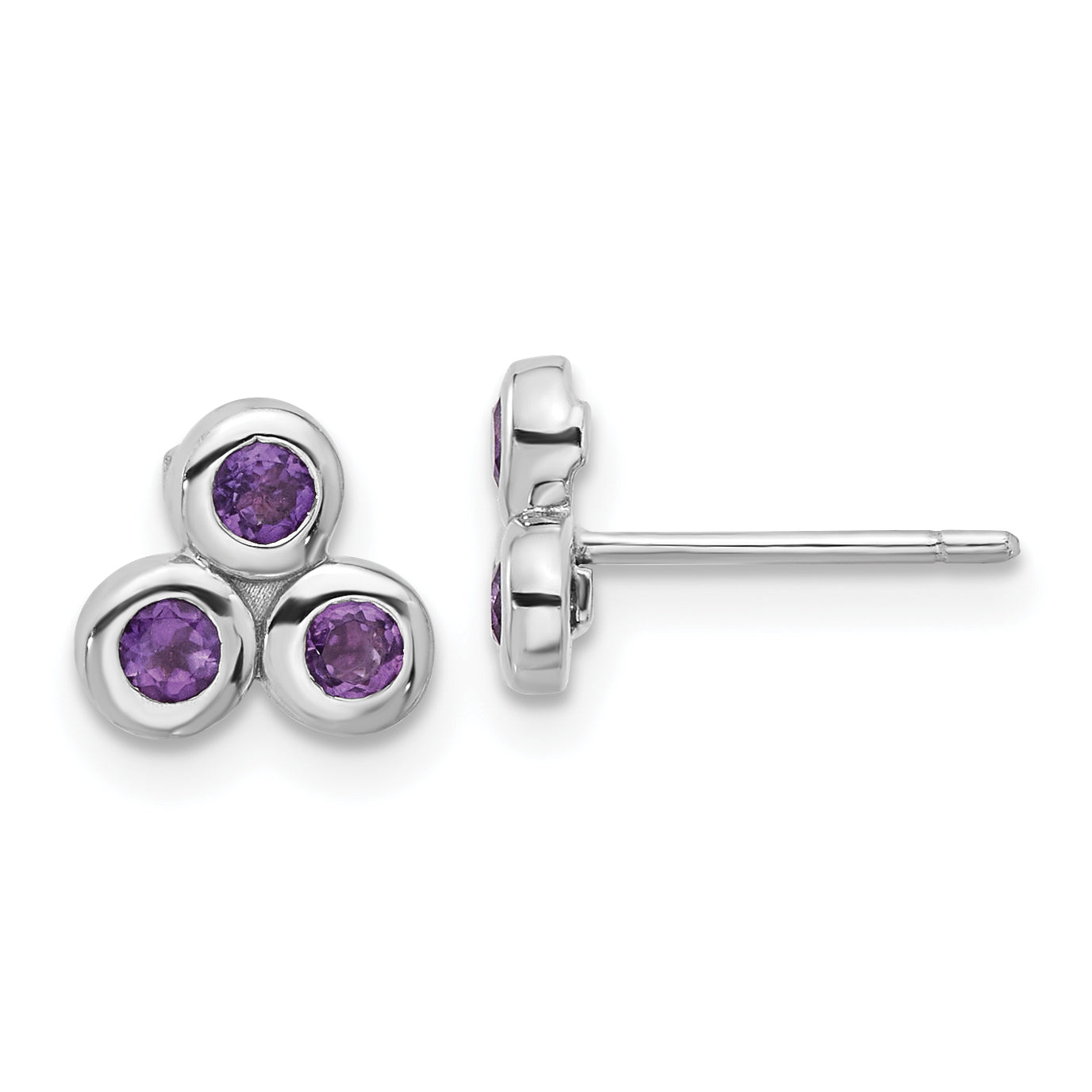Sterling Silver Rhodium-plated Amethyst Post Earrings Main image