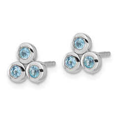 Sterling Silver Rhodium-plated Light Swiss Blue Topaz Post Earrings