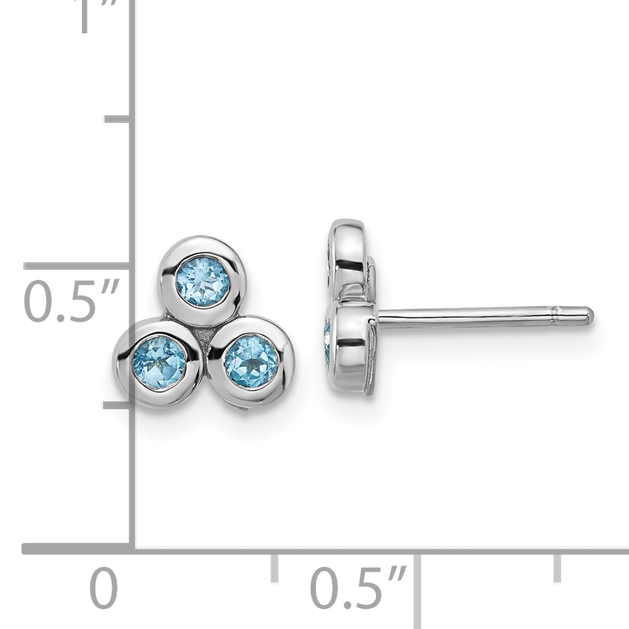 Sterling Silver Rhodium-plated Light Swiss Blue Topaz Post Earrings