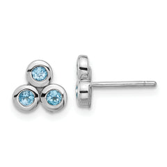 Sterling Silver Rhodium-plated Light Swiss Blue Topaz Post Earrings