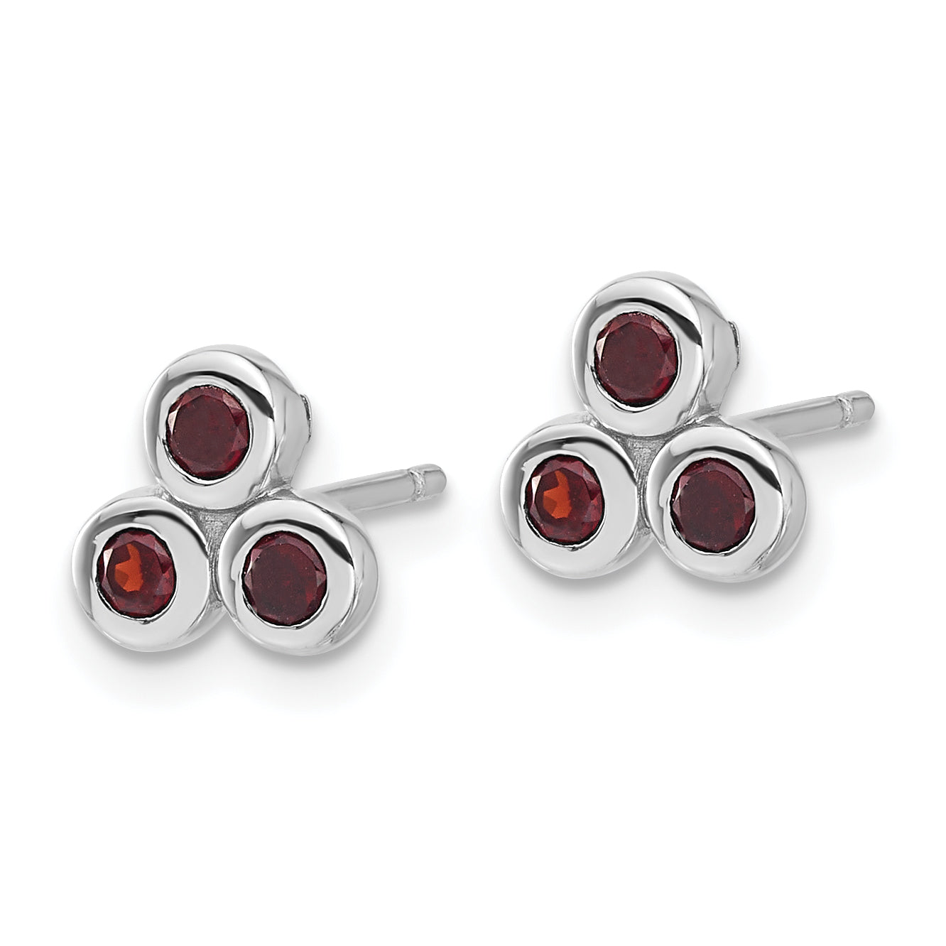Sterling Silver Rhodium-plated Garnet Post Earrings Secondary image