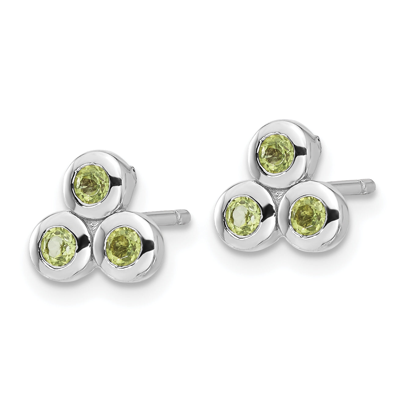Sterling Silver Rhodium-plated Peridot Post Earrings Secondary image