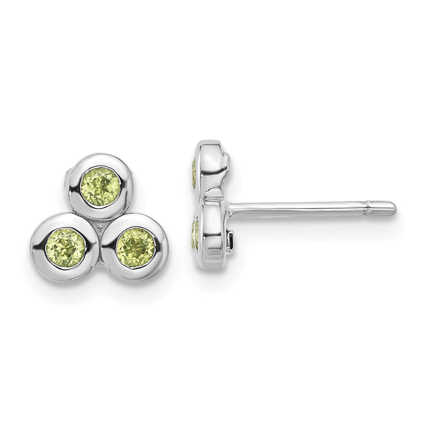 Sterling Silver Rhodium-plated Peridot Post Earrings Main image