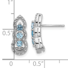 Sterling Silver Rhodium-plated Light Swiss Blue Topaz Post Earrings