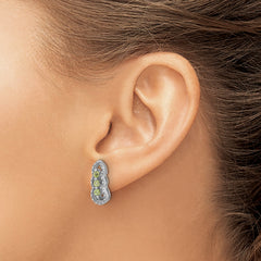 Sterling Silver Rhodium-plated Peridot Post Earrings