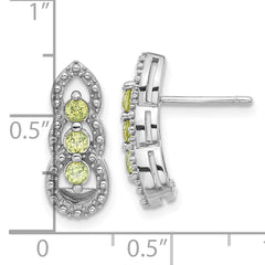 Sterling Silver Rhodium-plated Peridot Post Earrings