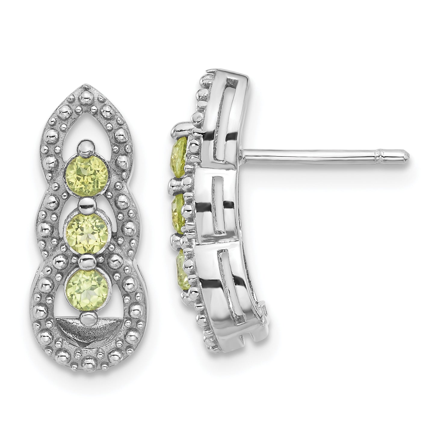Sterling Silver Rhodium-plated Peridot Post Earrings Main image