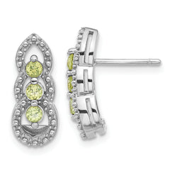 Sterling Silver Rhodium-plated Peridot Post Earrings