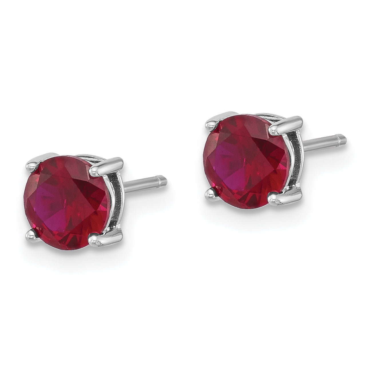 Sterling Silver Rhodium-plated 6mm Lab Created Ruby Stud Earrings Secondary image