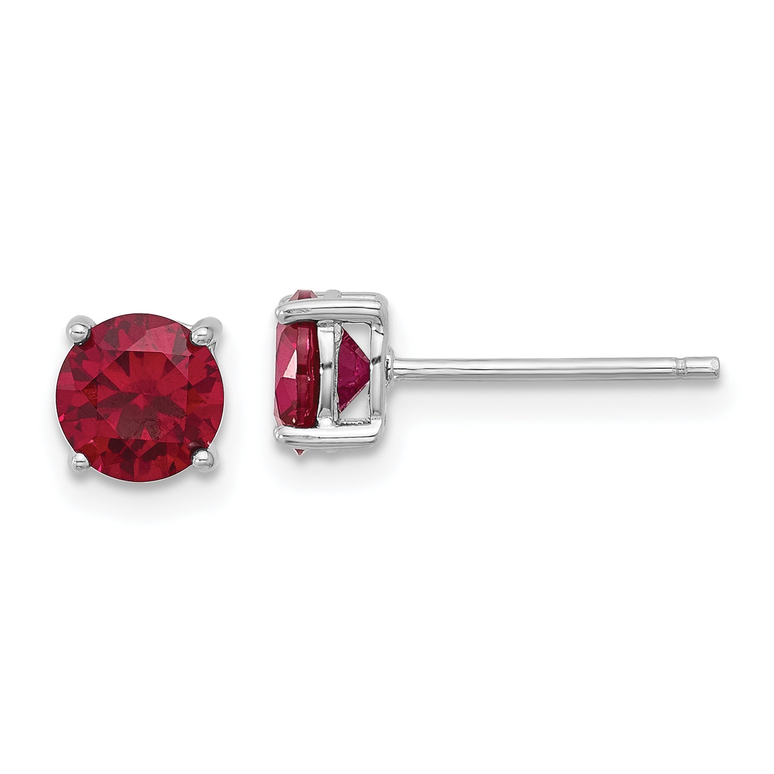 Sterling Silver Rhodium-plated 6mm Lab Created Ruby Stud Earrings Main image
