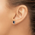 Sterling Silver Rh-plated Black Onyx .08 Cr.Pink Sapphire/Dia. Post Earring