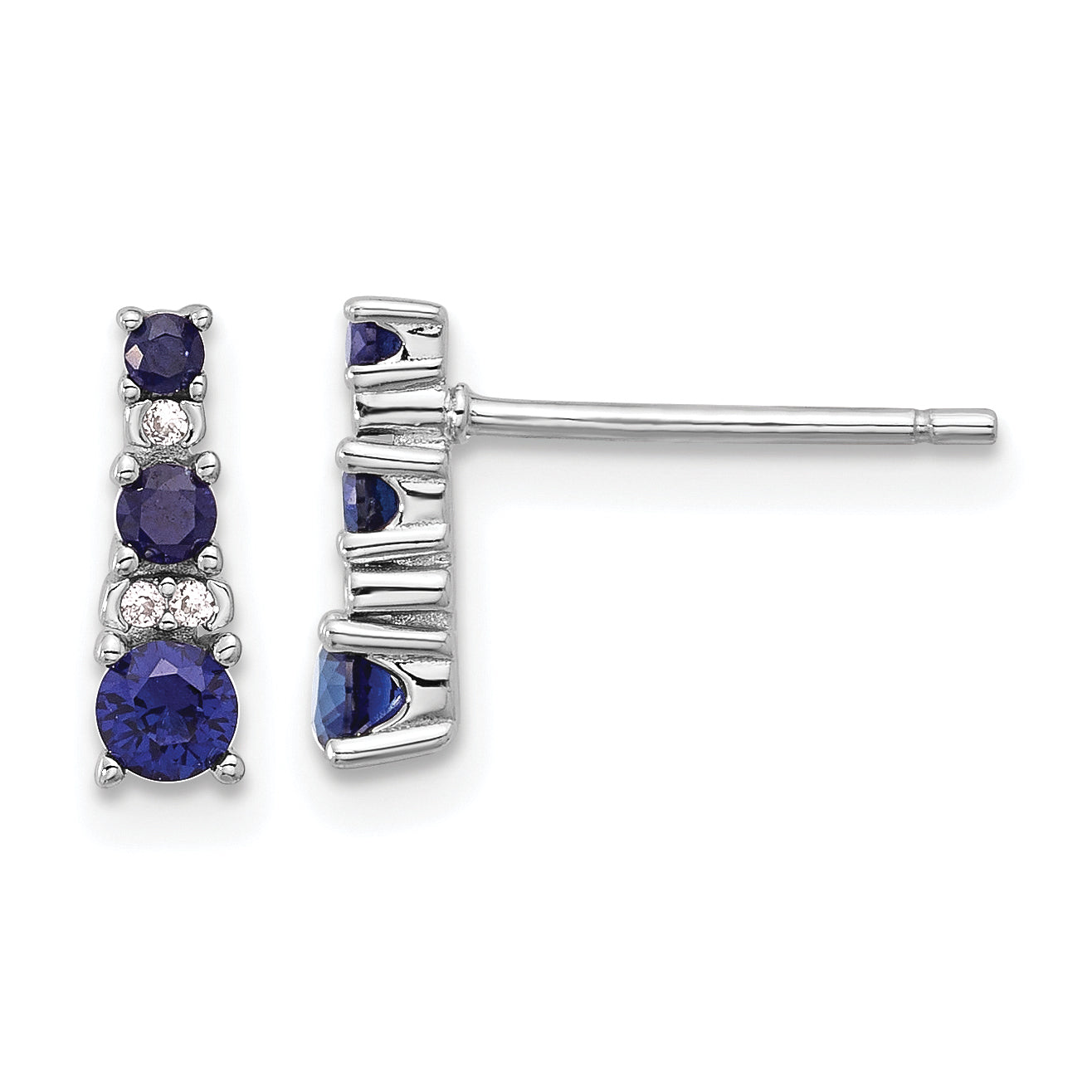Sterling Silver Rh-plated .59 Cr. Bl Spinel .03 Cr. Wht Sapphire Post Earri Main image