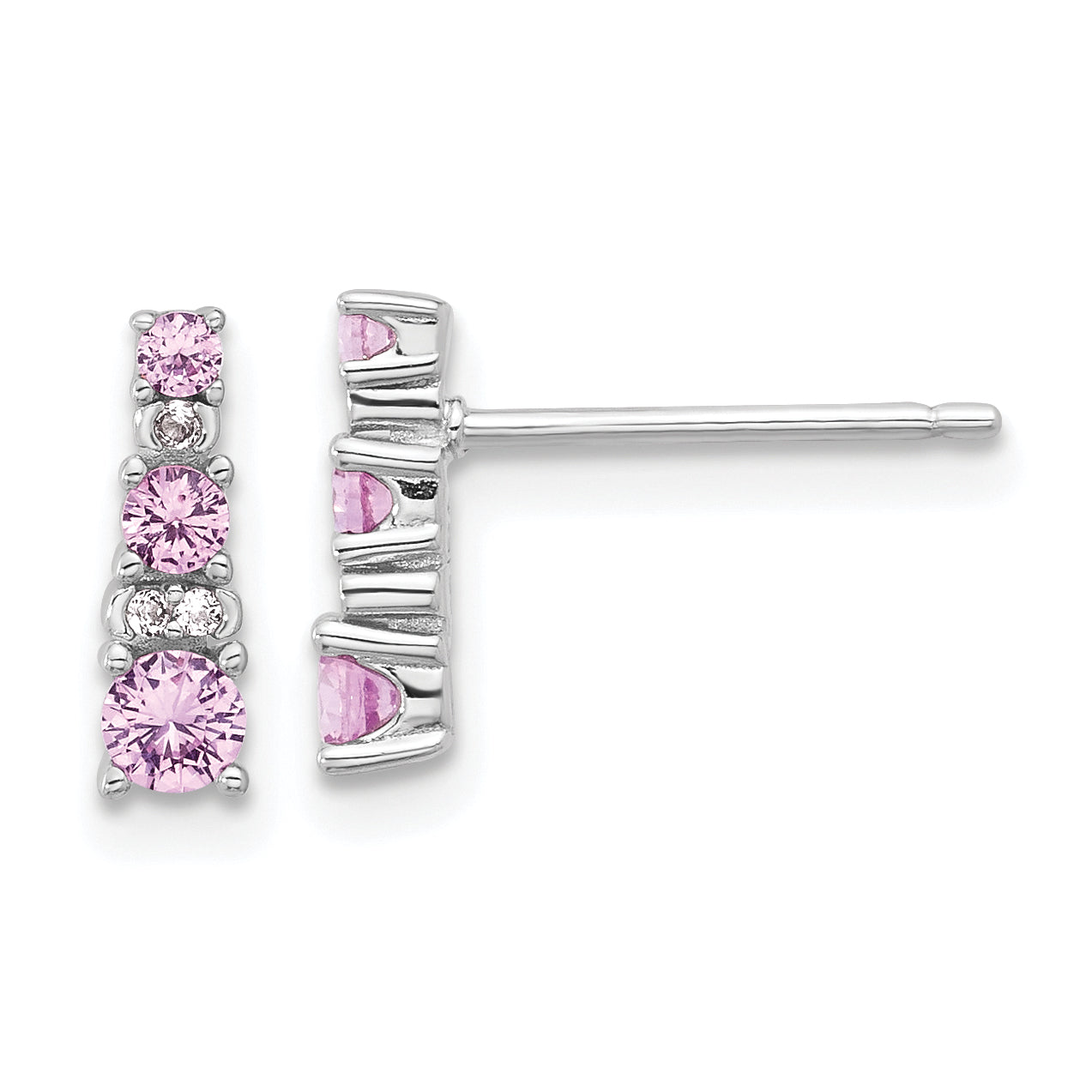 Sterling Silver Rh-plated .52Cr Pink Sapphire/.03Cr White Sapphire Earrings Main image