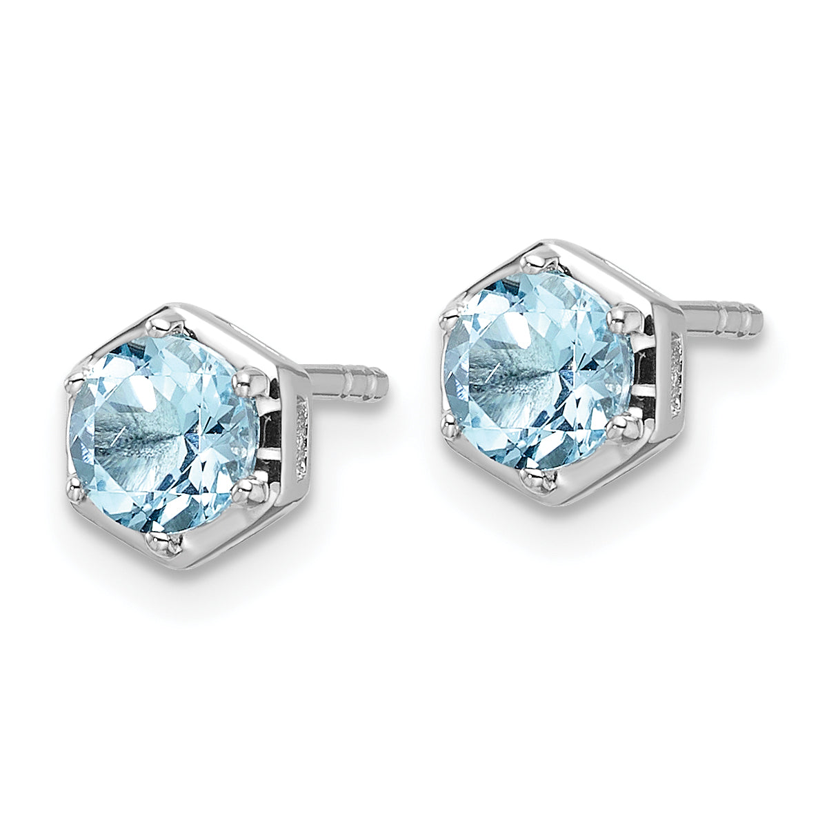Sterling Silver Rhodium-plated Polished Sky Blue Topaz Post Earrings Secondary image