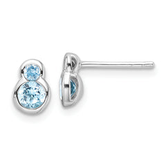 Sterling Silver Rhodium-plated Polished Swiss Blue Topaz Post Earrings
