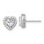 Sterling Silver Rhodium-plated Polished 9.0mm Heart Halo CZ Post Earrings