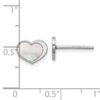 Sterling Silver Rhodium-plated Mother of Pearl Heart Post Earrings