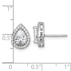 Sterling Silver Rhodium-plated Polished 11.0 x 9.0mm Pear CZ Halo Teardrop Post Earrings