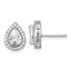 Sterling Silver Rhodium-plated Polished 11.0 x 9.0mm Pear CZ Halo Teardrop Post Earrings