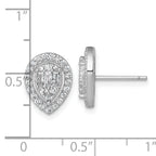 Sterling Silver Rhodium-plated Polished Fancy CZ Teardrop Halo Post Earrings