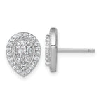 Sterling Silver Rhodium-plated Polished Fancy CZ Teardrop Halo Post Earrings