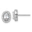 Sterling Silver Rhodium-plated Polished 9.5 x 7.0mm Oval CZ Halo Post Earrings