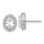 Sterling Silver Rhodium-plated Polished 11.0 x 9.0mm Oval CZ Halo Post Earrings