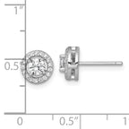 Sterling Silver Rhodium-plated Polished 8.0mm Round CZ Halo Post Earrings