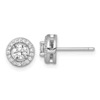 Sterling Silver Rhodium-plated Polished 8.0mm Round CZ Halo Post Earrings