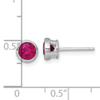 Sterling Silver Rhodium-plated Polished Bezel Set 6.2mm Round Red CZ Stud Earrings