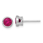 Sterling Silver Rhodium-plated Polished Bezel Set 6.2mm Round Red CZ Stud Earrings