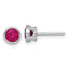 Sterling Silver Rhodium-plated Polished Bezel Set 6.2mm Round Red CZ Stud Earrings