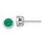 Sterling Silver Rhodium-plated Polished Bezel Set 6.2mm Round Green CZ Stud Earrings