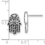 Sterling Silver Rhodium-plated Polished and Oxidized Filigree Hamsa Post Earrings