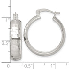 Sterling Silver Polished Diamond-cut 25x6mm Round Hoop Earrings