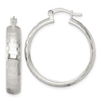 Sterling Silver Polished Diamond-cut 30x6mm Round Hoop Earrings