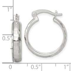Sterling Silver Polished Diamond-cut 20x4mm Round Hoop Earrings