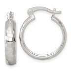 Sterling Silver Polished Diamond-cut 20x4mm Round Hoop Earrings