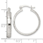 Sterling Silver Polished Diamond-cut 25x4mm Round Hoop Earrings