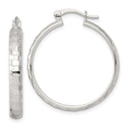 Sterling Silver Polished Diamond-cut 30x4mm Round Hoop Earrings