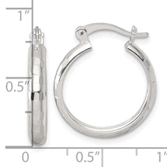 Sterling Silver Polished Diamond-cut 20x3mm Round Hoop Earrings