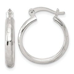 Sterling Silver Polished Diamond-cut 20x3mm Round Hoop Earrings