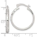 Sterling Silver Polished Diamond-cut 25x3mm Round Hoop Earrings