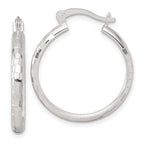 Sterling Silver Polished Diamond-cut 25x3mm Round Hoop Earrings