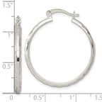 Sterling Silver Polished Diamond-cut 30x3mm Round Hoop Earrings