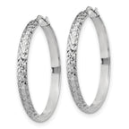 Sterling Silver Rhodium-plated Polished and Diamond-cut 4.00 x 40mm Tube Hoop Earrings