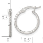 Sterling Silver Polished Diamond-cut Textured 16x1.5mm Round Hoop Earrings