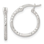 Sterling Silver Polished Diamond-cut Textured 16x1.5mm Round Hoop Earrings