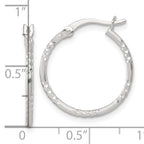 Sterling Silver Polished Diamond-cut Textured 20x1.5mm Round Hoop Earrings